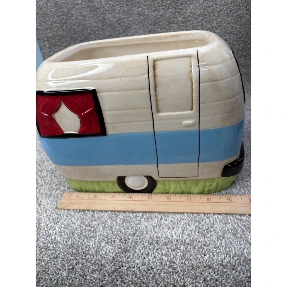 Creative Co-op Happy Camper Cookie Jar Kellie Montana Ceramic Camper R V Kitchen